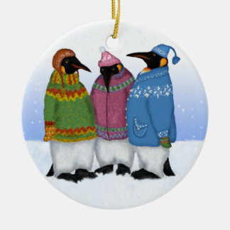 Penguins in Hand knitted Sweaters Ornament