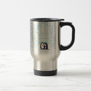 Penguins in Igloo While Snowing Travel Mug