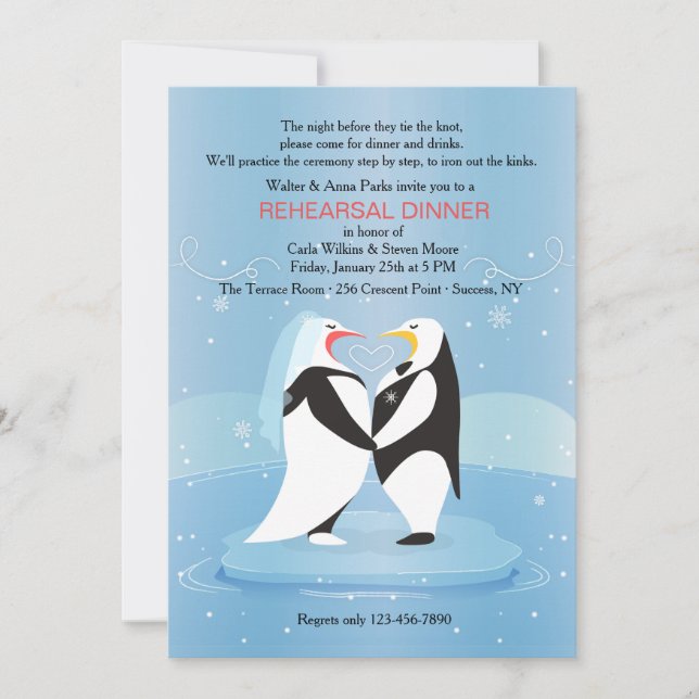 Penguins In Love Invitation (Front)