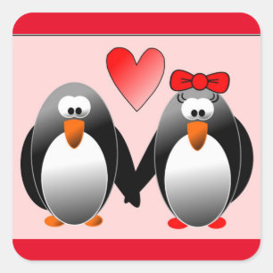 PENGUIN'S IN LOVE SQUARE STICKER