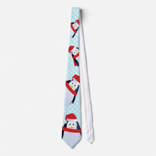 Penguins in Santa Hats Tie