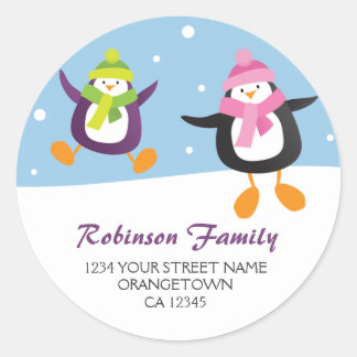 Penguins in the Snow Christmas Address Stickers