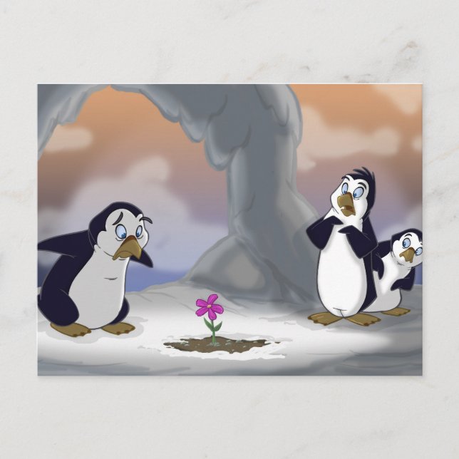Penguins in the Spring Postcard (Front)