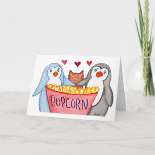 Penguins love Popcorn Card