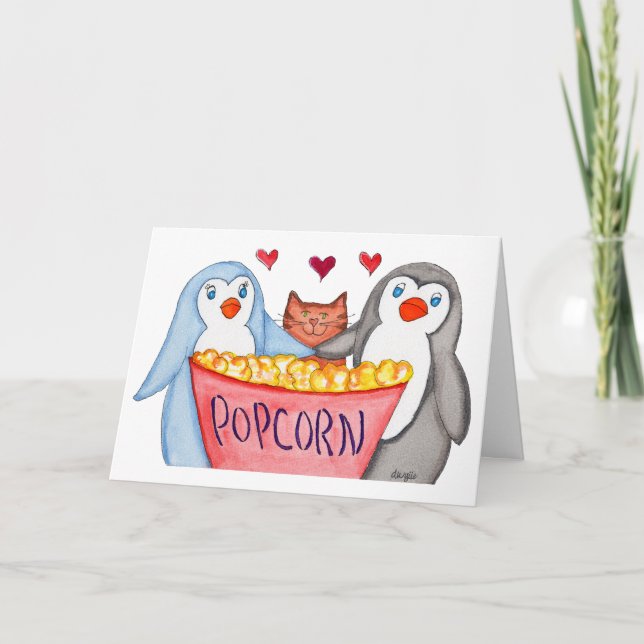 Penguins love Popcorn Card (Front)