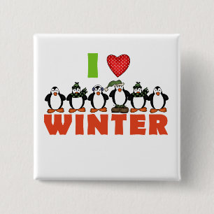 Penguins Love Winter Tshirts and Gifts 15 Cm Square Badge