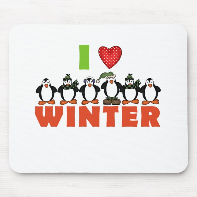 Penguins Love Winter Tshirts and Gifts Mouse Pad (Front)