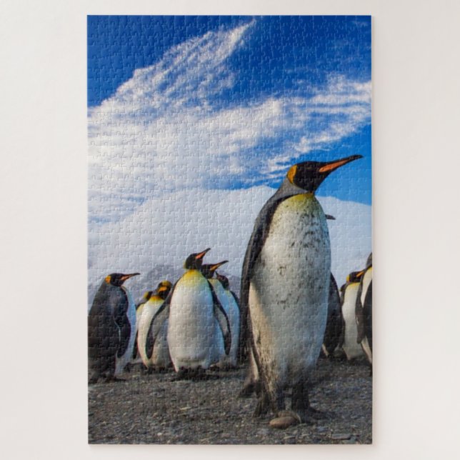 Penguins Marching Blue Sky Jigsaw Puzzle (Vertical)