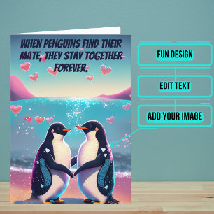 Penguins Mate for Life Fiancée/Girlfriend Birthday Card