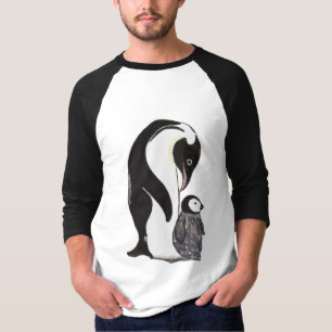 Penguins Men's Raglan Shirt, White and Black T-Shirt