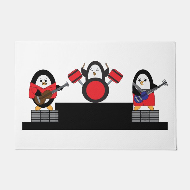 Penguins Music Band Rock and Roll Doormat (Front)