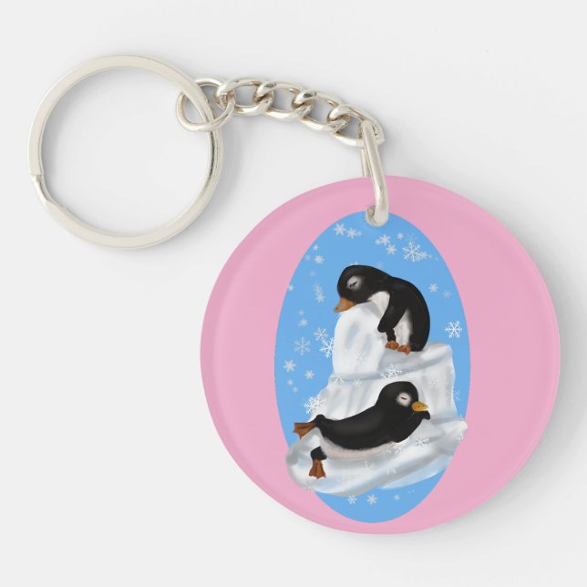 Penguins Napping Acrylic Keychain (Front)