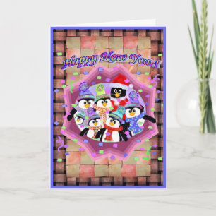 Penguins New Year Template Card