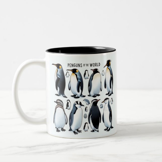 Penguins of the World Mug, Cute Penguin Coffee Mug (Left)