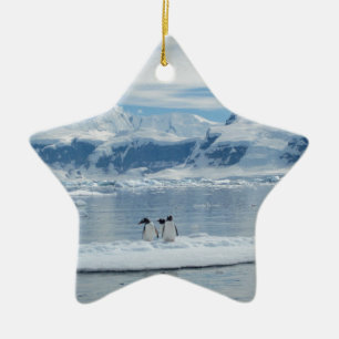Penguins on an iceberg ceramic tree decoration