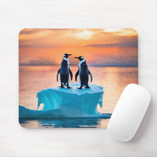 Penguins On Melting Iceberg Mouse Pad (With Mouse)