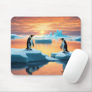 Penguins On Melting Icebergs Mouse Pad