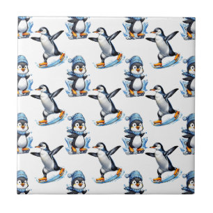 Penguins Pattern Design Ceramic Tile