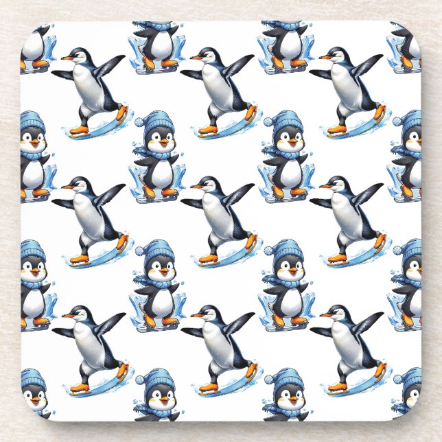 Penguins Pattern Design  Coaster (Front)