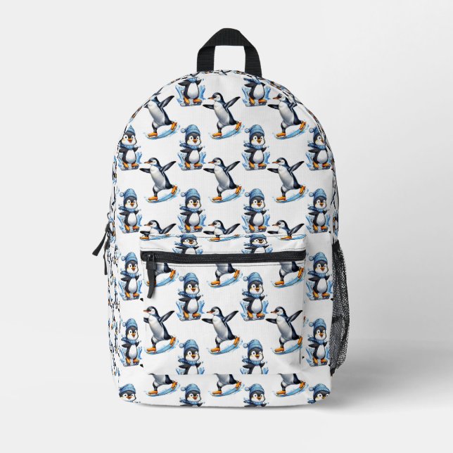 Penguins Pattern Design  Printed Backpack (Front)