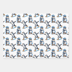 Penguins Pattern Design Wrapping Paper Sheet