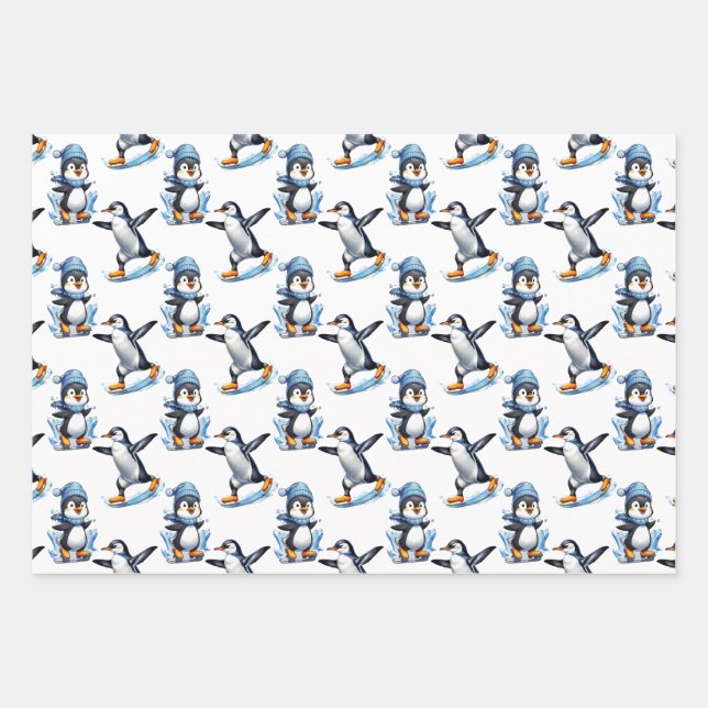 Penguins Pattern Design  Wrapping Paper Sheet (Front)