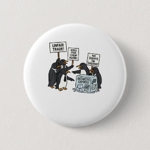 Penguins Protest Against Tariffs Funny Penguin Tar 6 Cm Round Badge