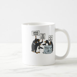 Penguins Protest Against Tariffs Funny Penguin Tar Coffee Mug