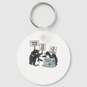 Penguins Protest Against Tariffs Funny Penguin Tar Key Ring