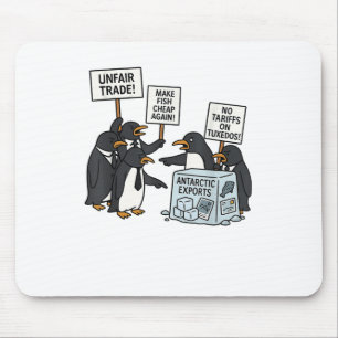 Penguins Protest Against Tariffs Funny Penguin Tar Mouse Pad