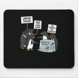 Penguins Protest Against Tariffs Funny Penguin Tar Mouse Pad