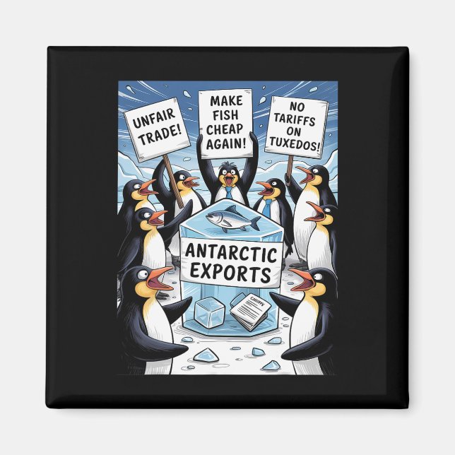 Penguins Protest Against Trump Tariffs Funny Pengu Magnet (Front)