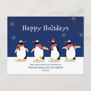 Penguins Red Scarf Christmas Corporate Greeting Po Postcard
