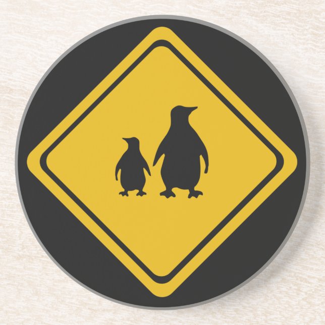 penguins road sign coaster (Front)