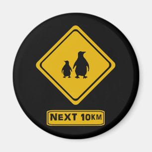 penguins road sign magnet