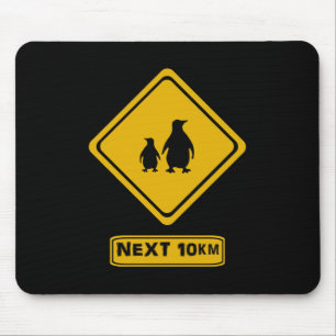 penguins road sign mouse pad
