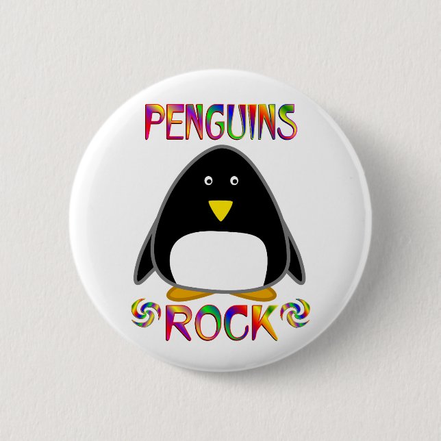 PENGUINS ROCK 6 CM ROUND BADGE (Front)