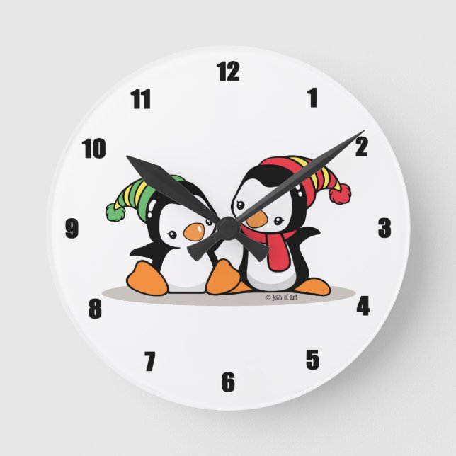 Penguins Round Clock (Front)