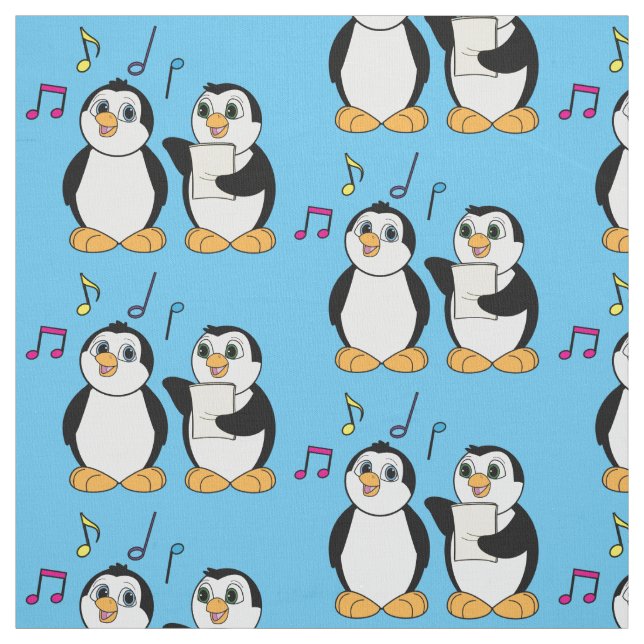 Penguins Singing Fabric (Swatch)