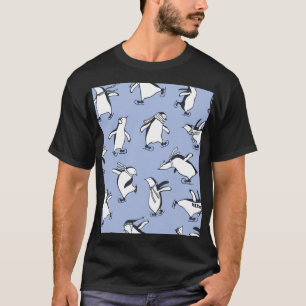 Penguins skating, hand-drawn vintage pattern T-Shirt