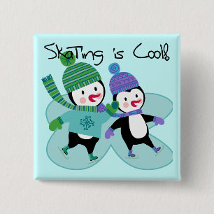 Penguins Skating is Cool 15 Cm Square Badge
