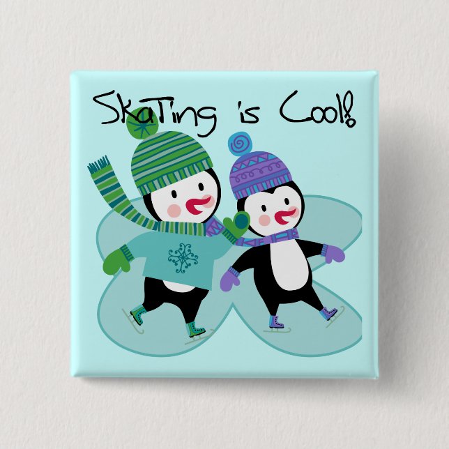 Penguins Skating is Cool 15 Cm Square Badge (Front)