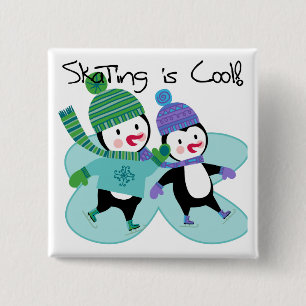 Penguins Skating is Cool 15 Cm Square Badge