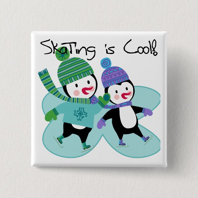 Penguins Skating is Cool 15 Cm Square Badge (Front)