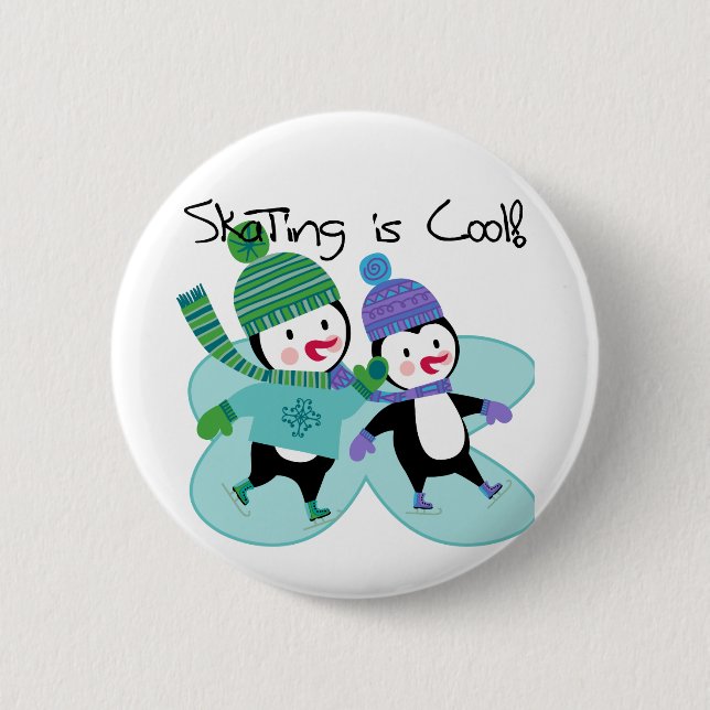 Penguins Skating is Cool 6 Cm Round Badge (Front)