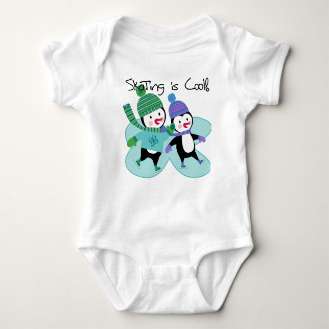 Penguins Skating is Cool Baby Bodysuit (Front)