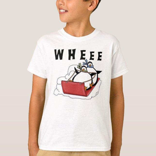 Penguins Sledding T-shirts (Front)