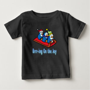Penguins Sledding Winter Holiday Scene Baby T-Shirt
