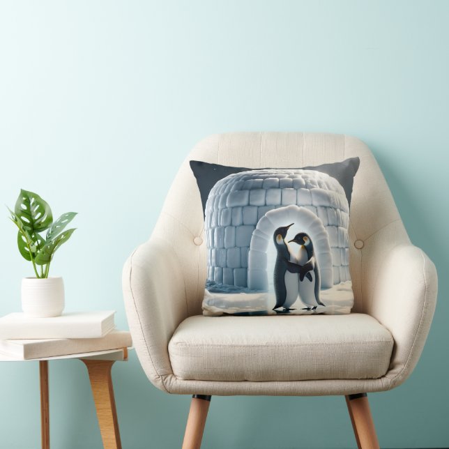 Penguins Slow Dancing By Igloo Cushion (Chair)