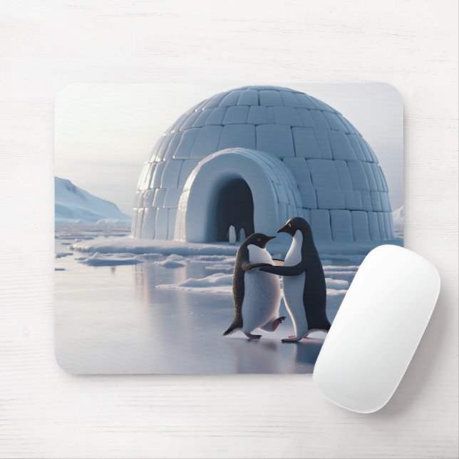 Penguins Slow Dancing Mouse Pad (With Mouse)